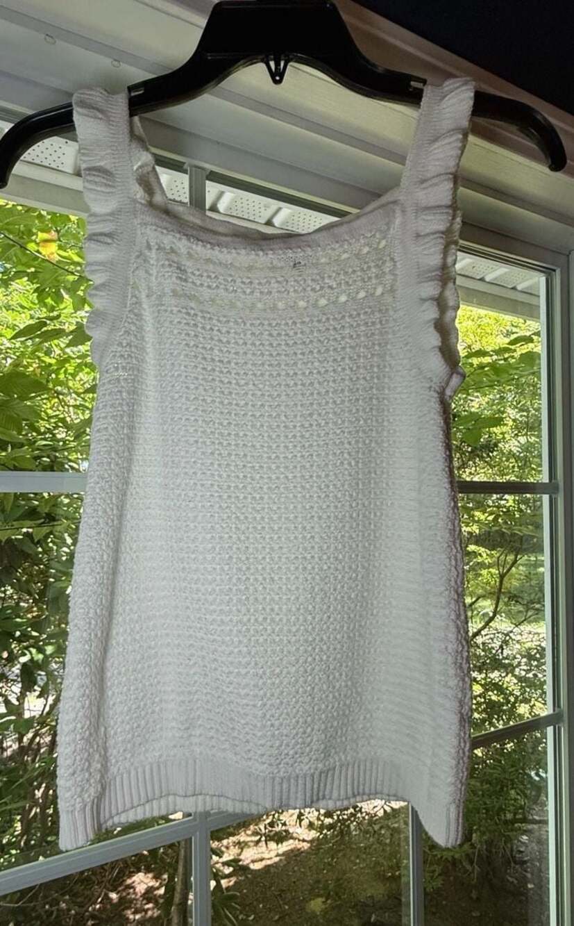 J. Crew Knit Ruffle White Trim Sleeveless Tank Top